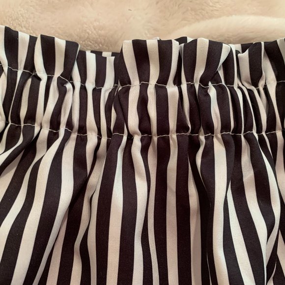 Black and Grayish/Ivory Paper Bag Waist Pants - Picture 6 of 15